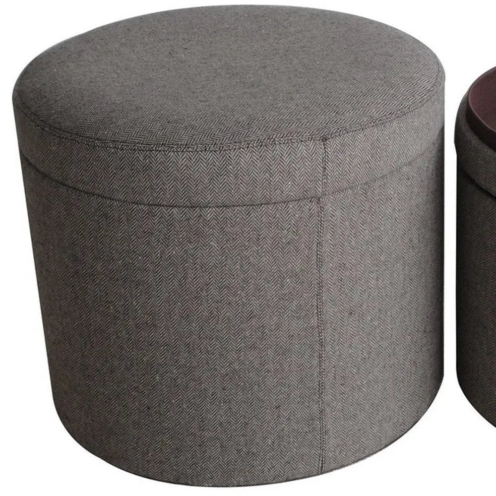 1" Gray Faux Leather Round Storage - NOVA - HOME - FURNITURE