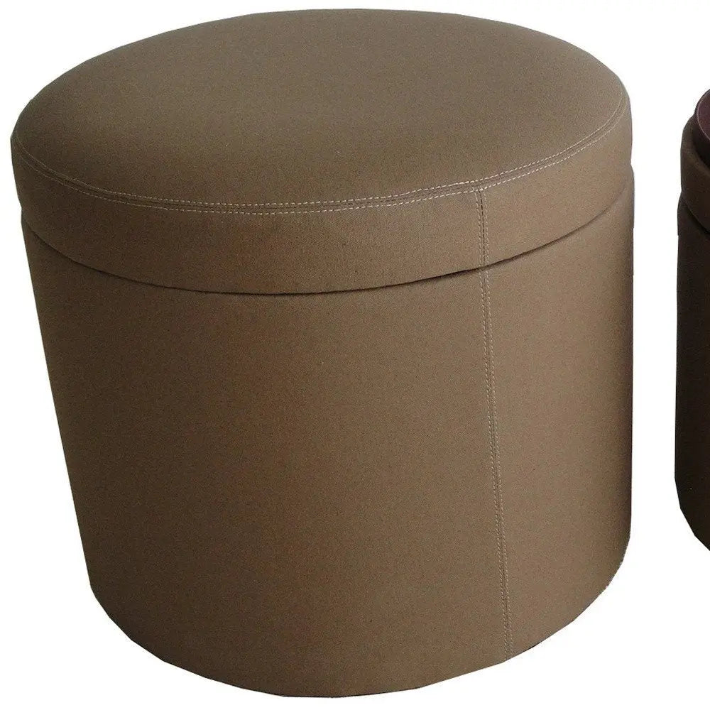 1" Tan Faux Leather Round Storage - NOVA - HOME - FURNITURE