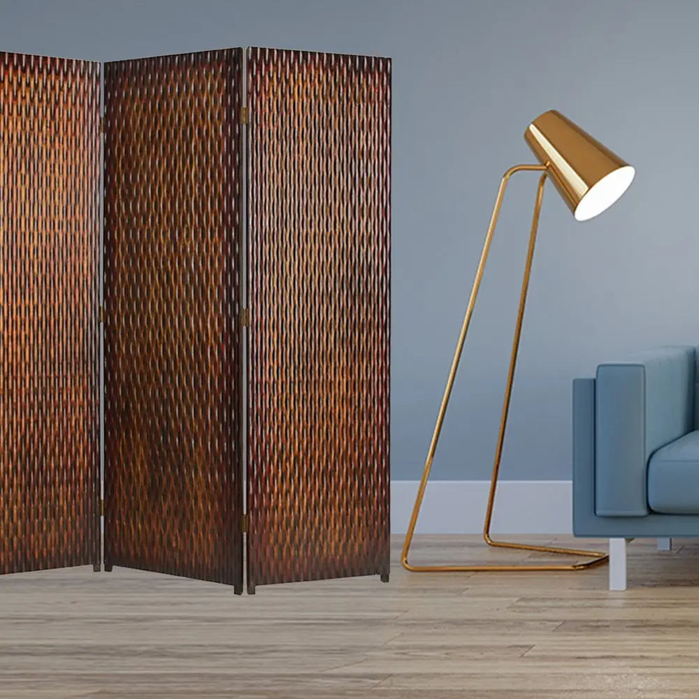 1" X 63" X 72" Brown Wood 3 Panel Screen - NOBLE HOME INTERIORS