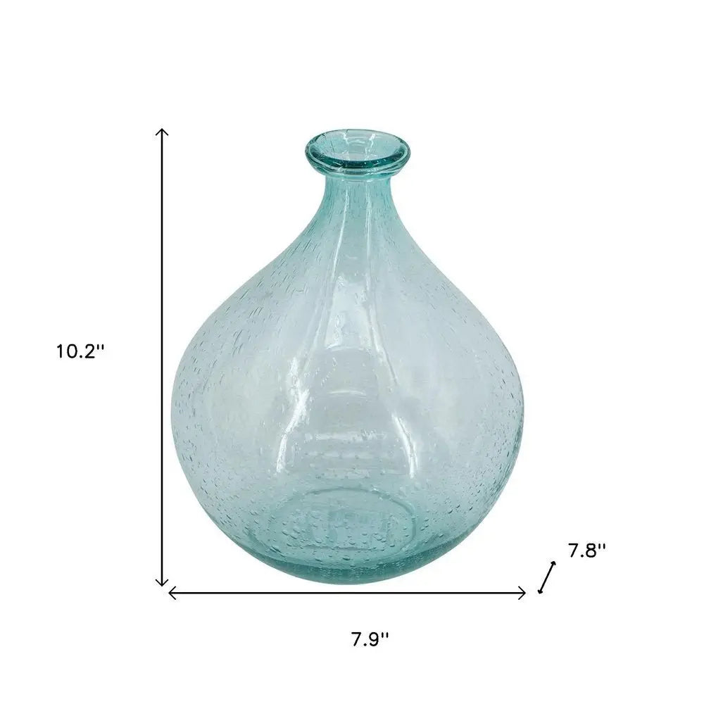 10" Aqua Bubble Glass Round Table Vase - NOBLE HOME INTERIORS