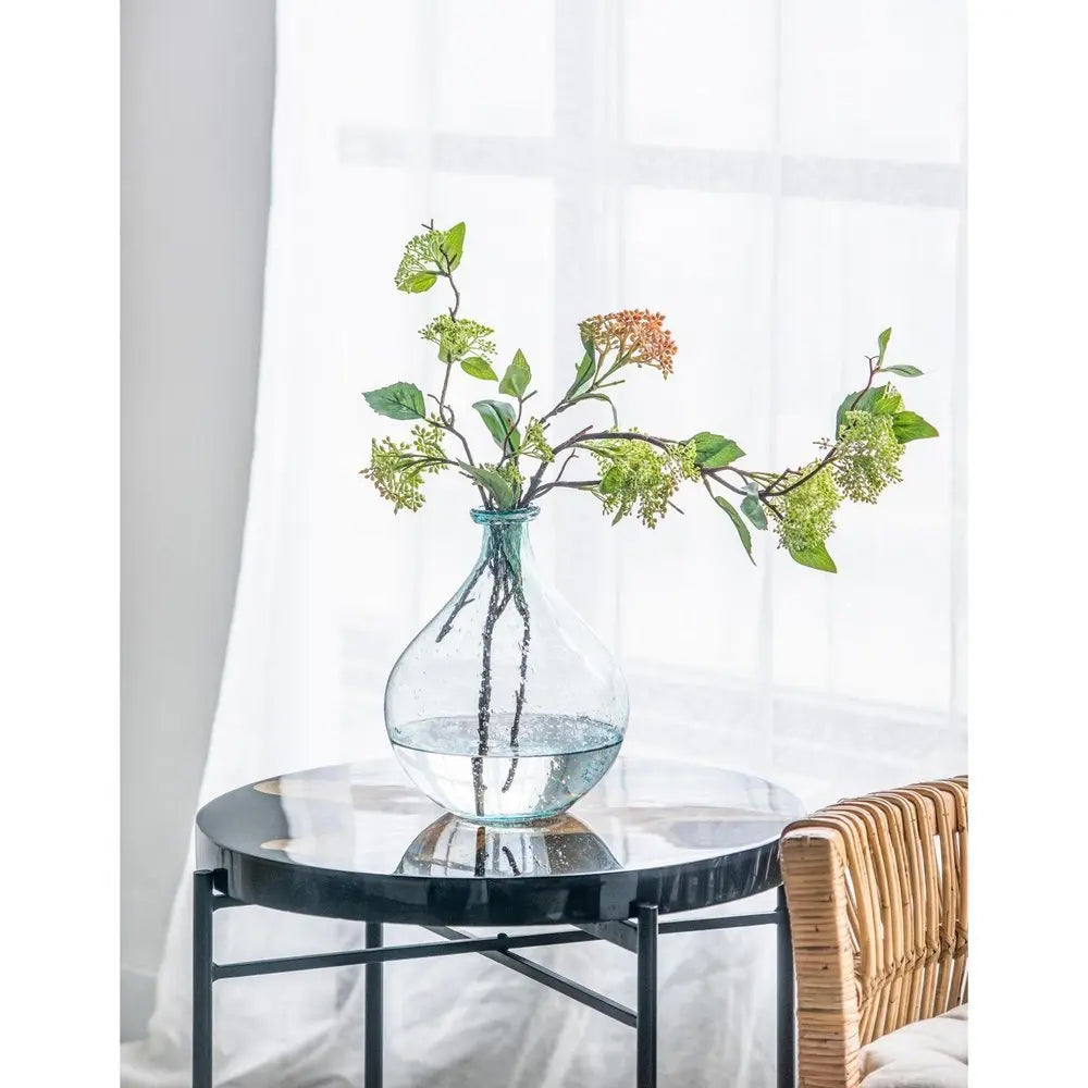 10" Aqua Bubble Glass Round Table Vase - NOBLE HOME INTERIORS