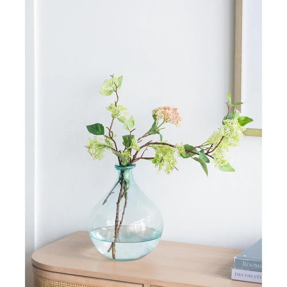 10" Aqua Bubble Glass Round Table Vase - NOBLE HOME INTERIORS