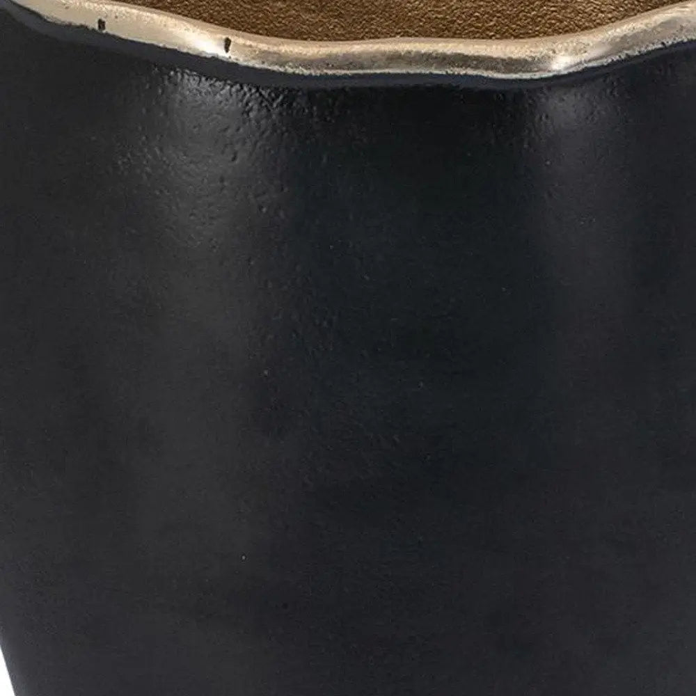 10" Black And Gold Cast Aluminum Oval Table Vase - NOBLE HOME INTERIORS