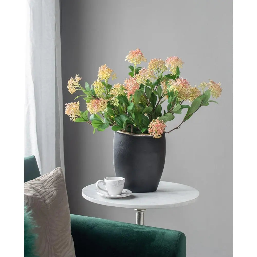 10" Black And Gold Cast Aluminum Oval Table Vase - NOBLE HOME INTERIORS