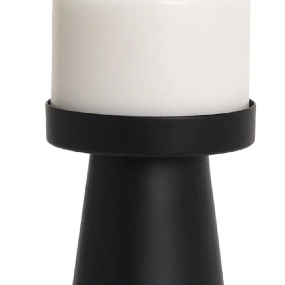 10" Black Metal Tabletop Pillar Candle Holder - NOBLE HOME INTERIORS