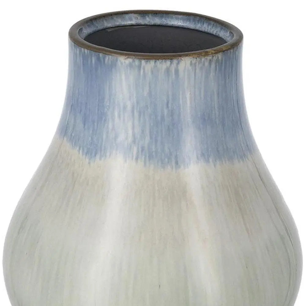 10" Blue Green Sand And Gray Ombre Round Ceramic Table Vase - NOBLE HOME INTERIORS