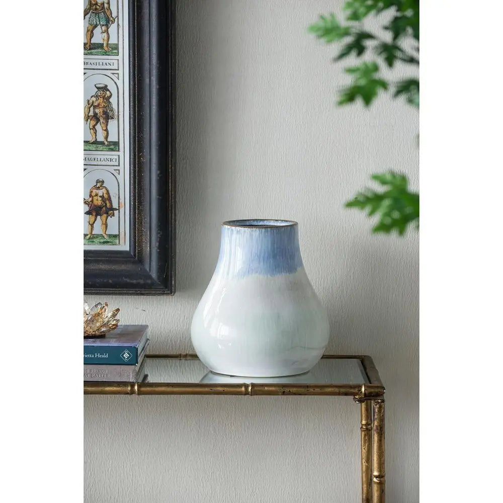 10" Blue Green Sand And Gray Ombre Round Ceramic Table Vase - NOBLE HOME INTERIORS