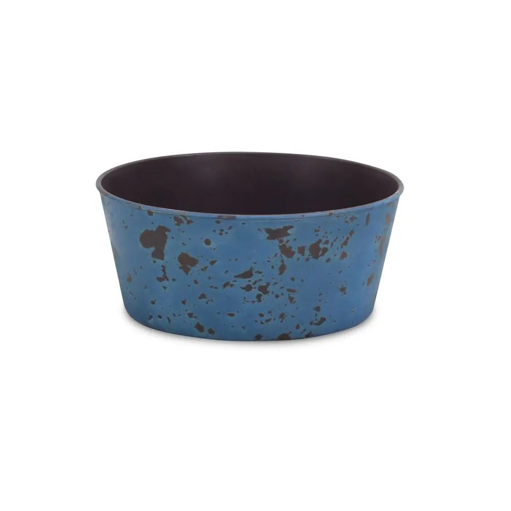 10" Blue Recycled Plastic Indoor Outdoor Round Pot Planter - NOBLE HOME INTERIORS