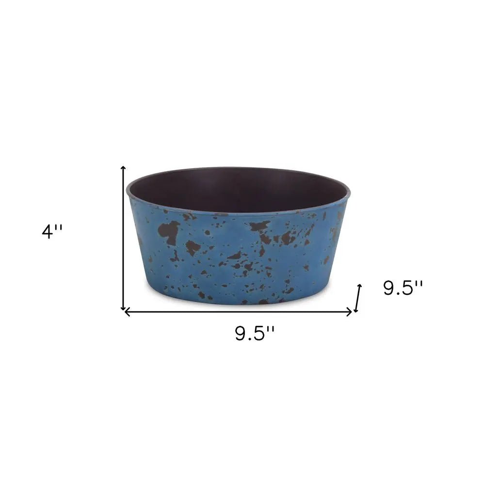 10" Blue Recycled Plastic Indoor Outdoor Round Pot Planter - NOBLE HOME INTERIORS