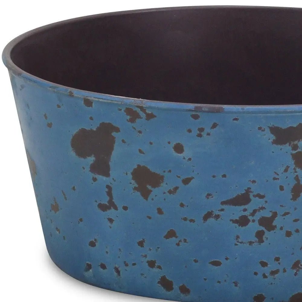 10" Blue Recycled Plastic Indoor Outdoor Round Pot Planter - NOBLE HOME INTERIORS