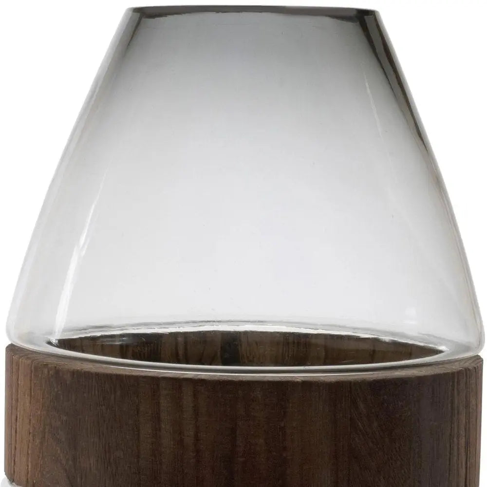 10" Brown And Gray Round Glass Table Vase - NOBLE HOME INTERIORS