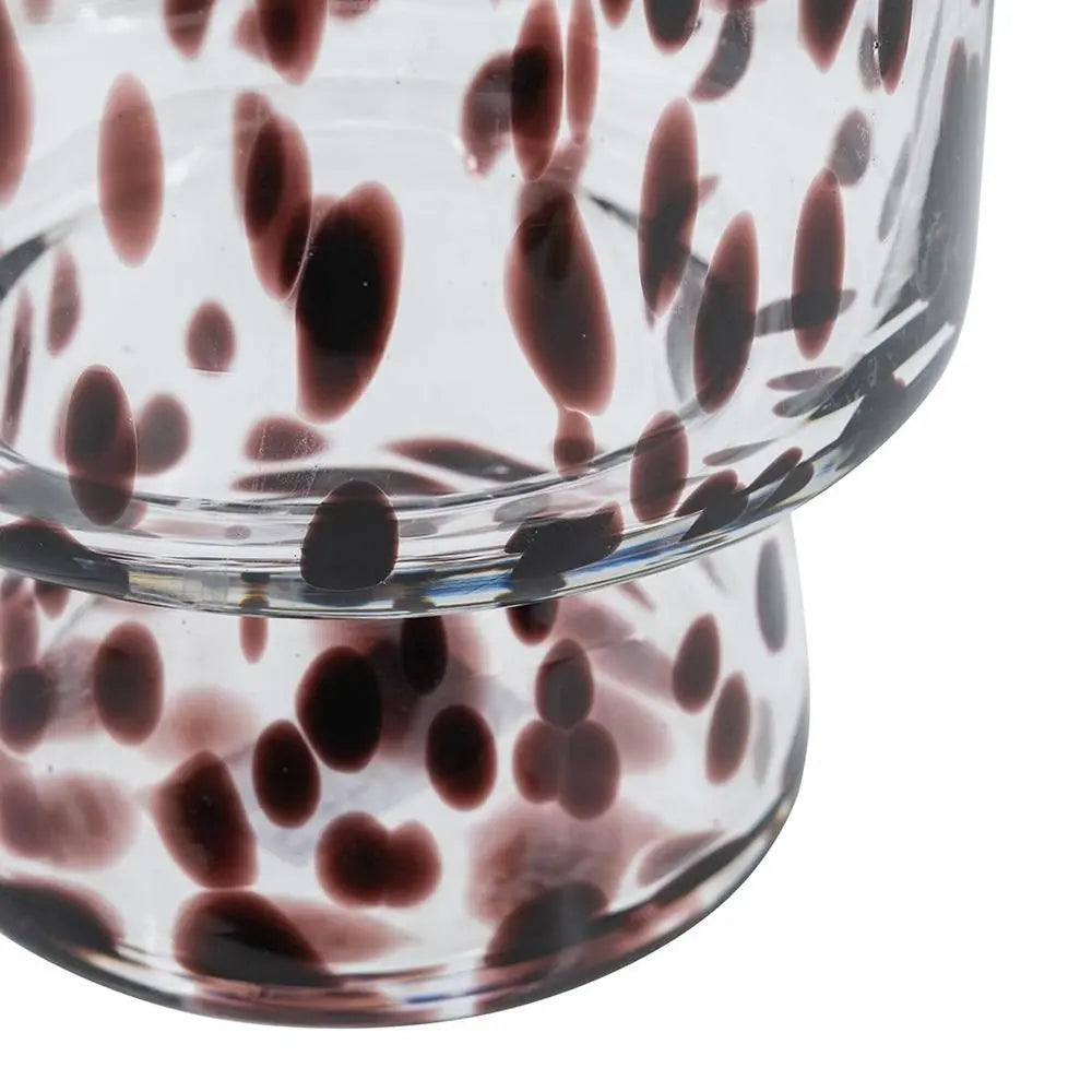 10" Clear Burgundy And Black Abstract Cylinder Glass Table Vase - NOBLE HOME INTERIORS