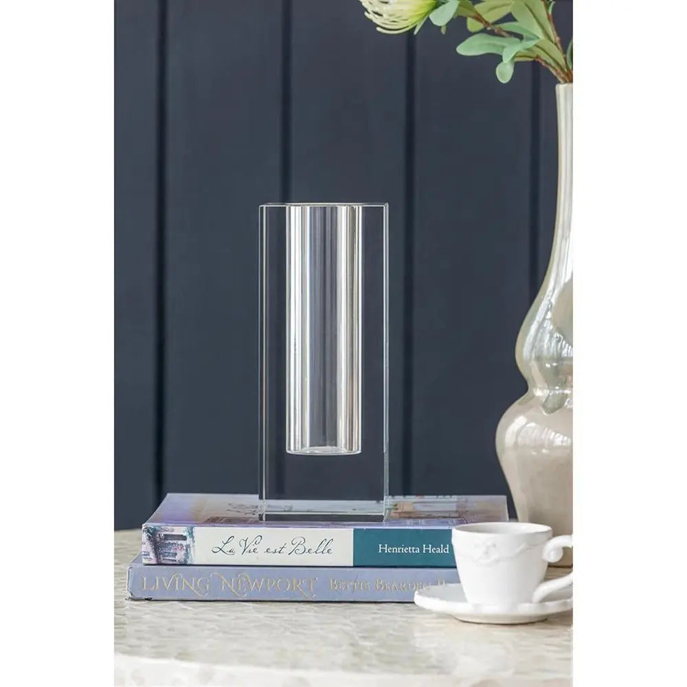 10" Clear Square Glass Table Vase - NOBLE HOME INTERIORS