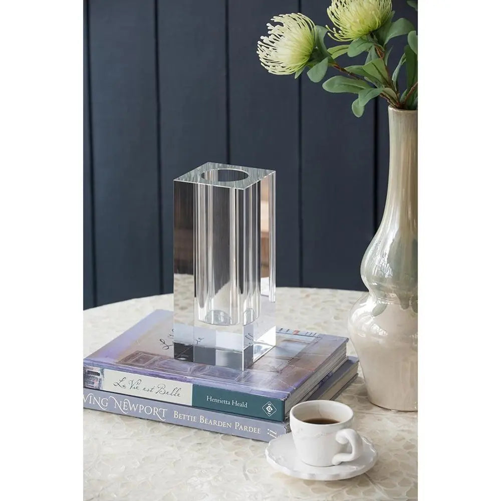 10" Clear Square Glass Table Vase - NOBLE HOME INTERIORS