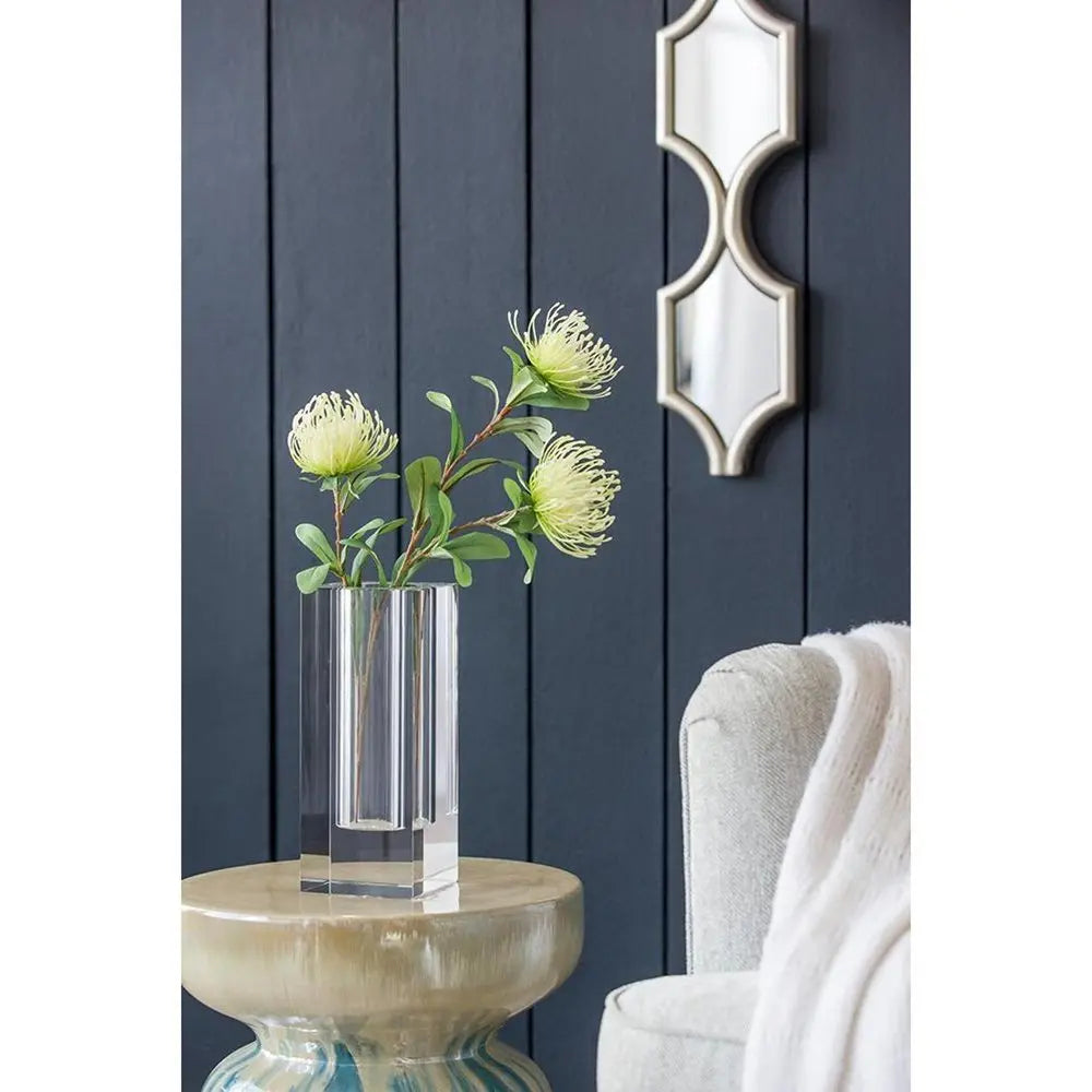 10" Clear Square Glass Table Vase - NOBLE HOME INTERIORS