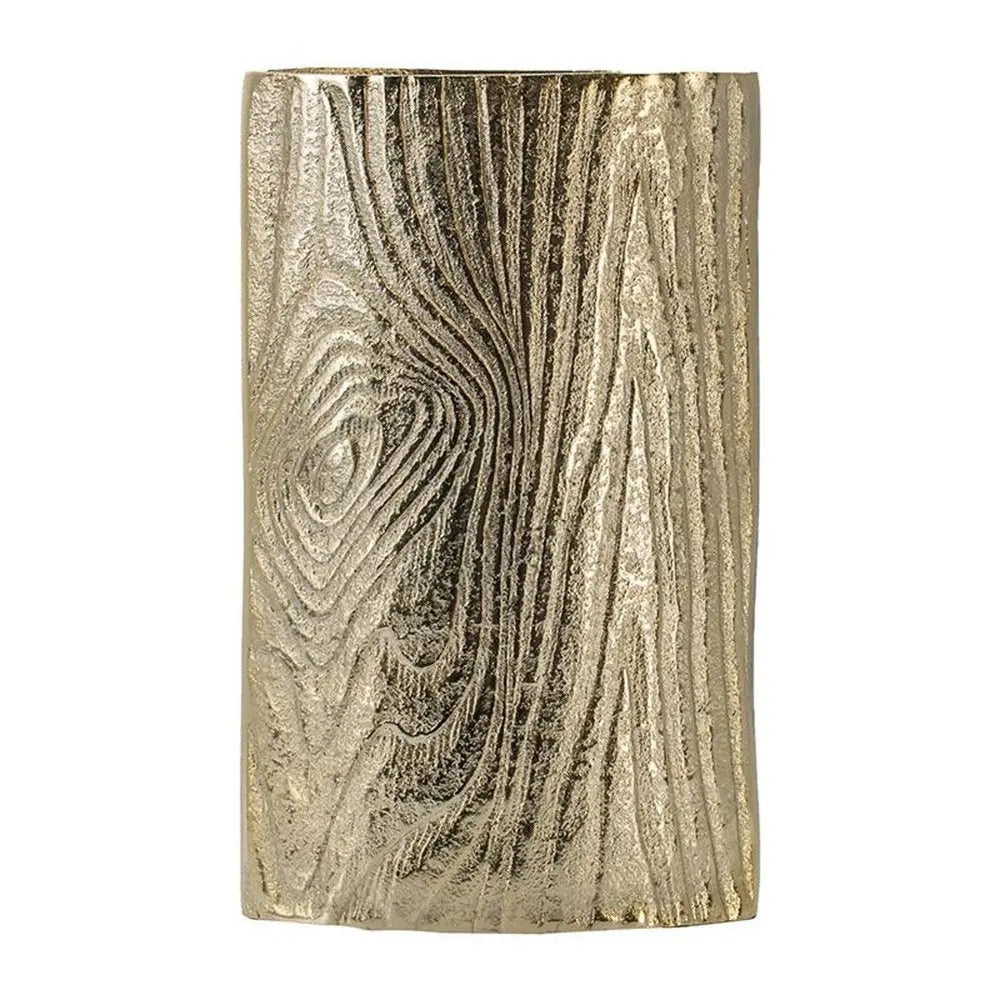 10" Gold Aluminum Oval Faux Wood Table Vase - NOBLE HOME INTERIORS