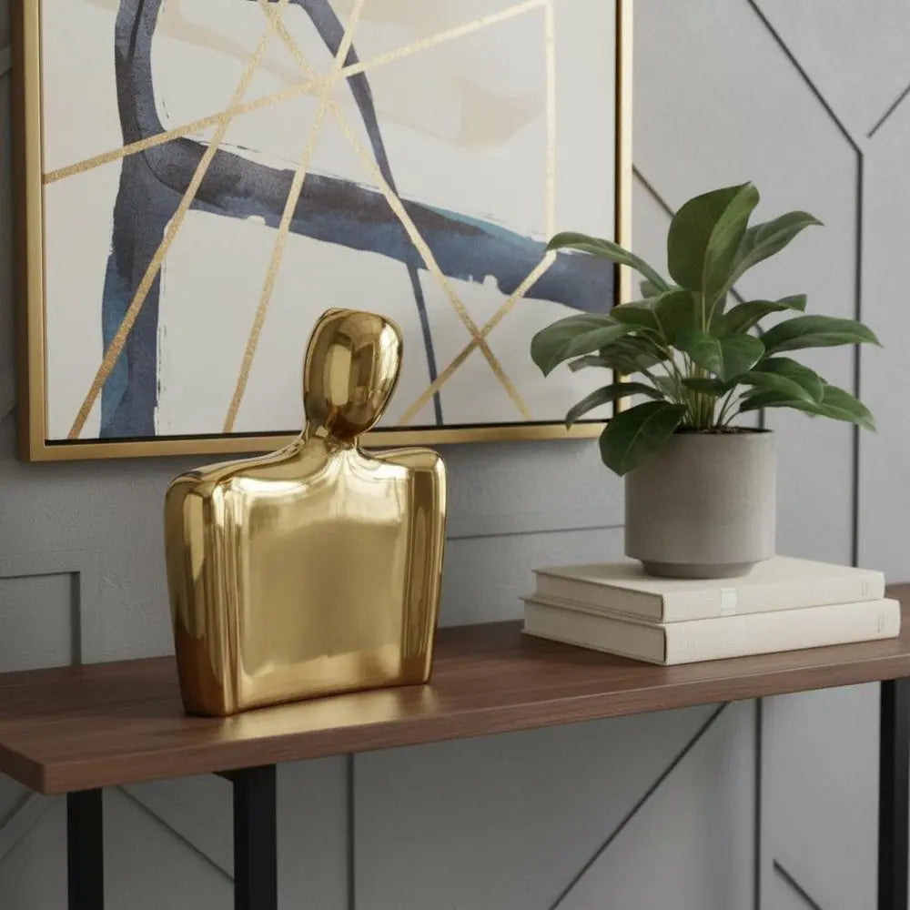 10" Gold Ceramic Table Vase - NOBLE HOME INTERIORS