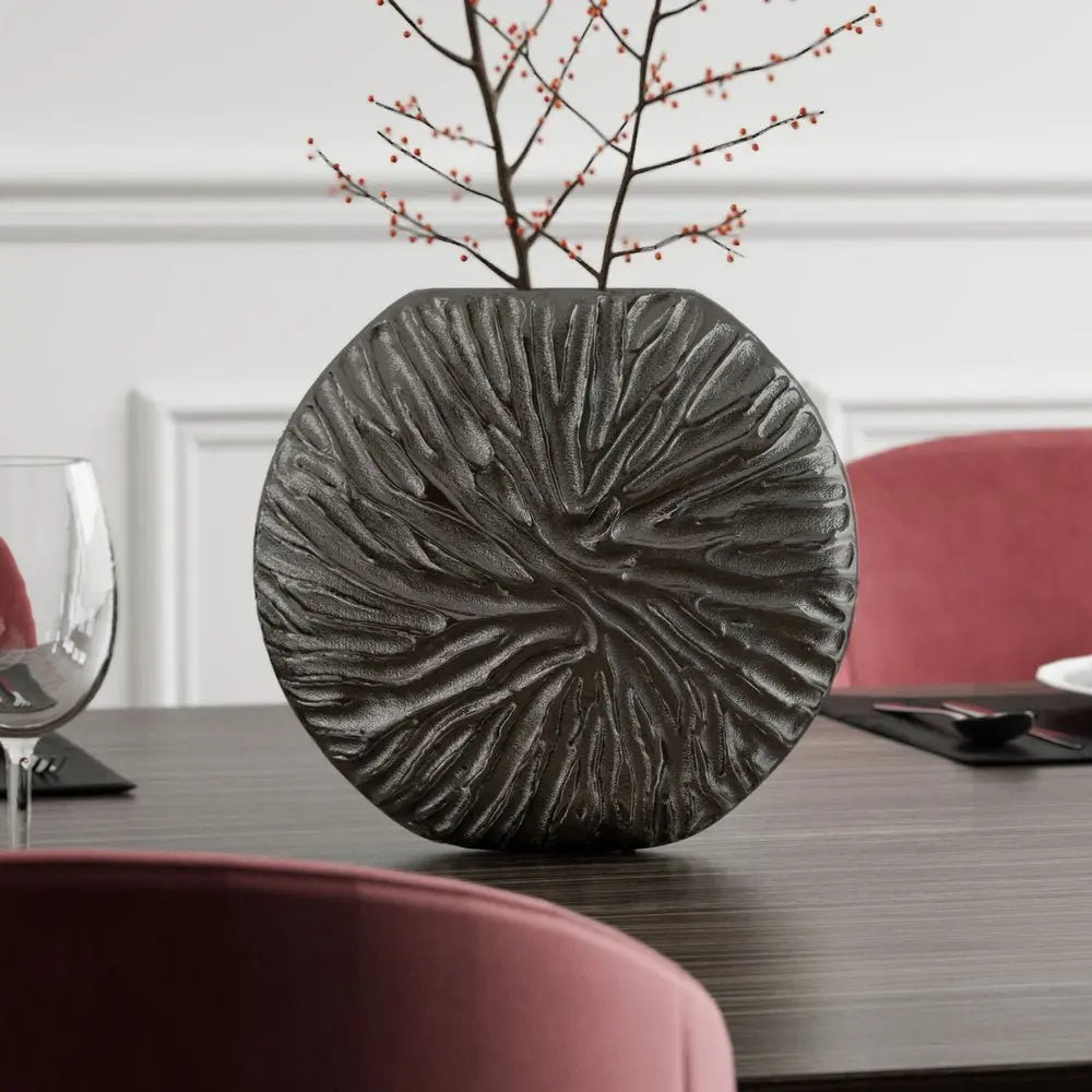 10" Gray Abstract Aluminum Table Vase - NOBLE HOME INTERIORS