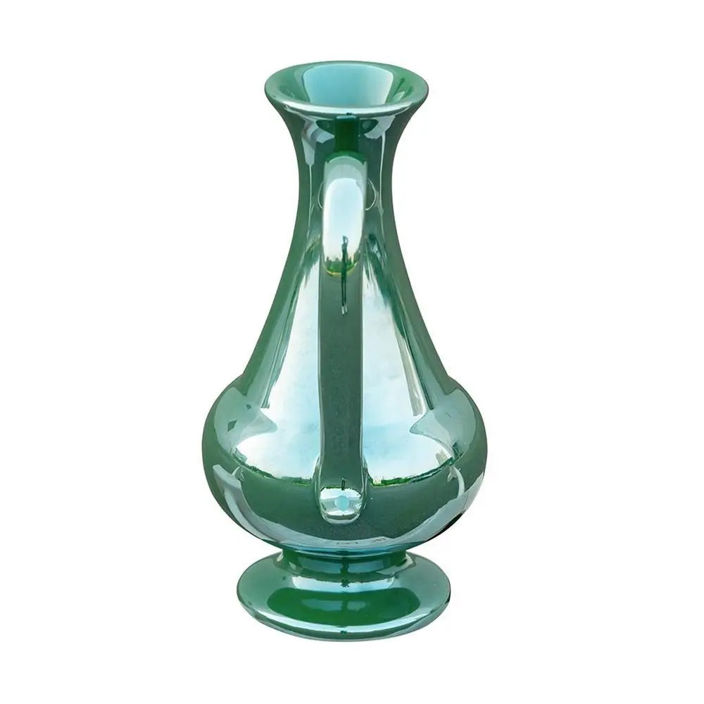 10" Hunter Green Amphora Ceramic Table Vase - NOBLE HOME INTERIORS