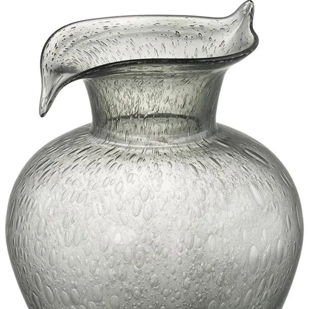 10" Light Gray Bubble Glass Round Table Vase - NOBLE HOME INTERIORS