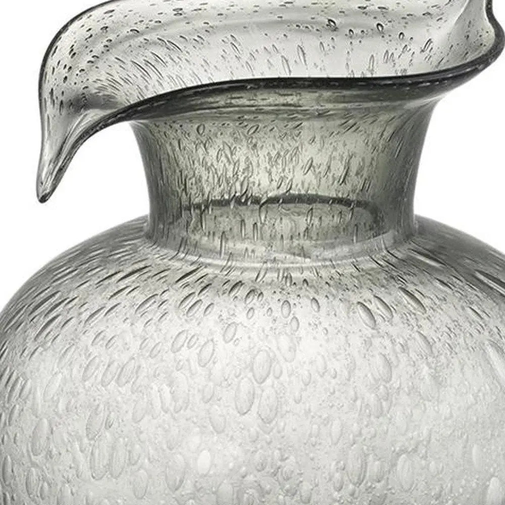 10" Light Gray Bubble Glass Round Table Vase - NOBLE HOME INTERIORS