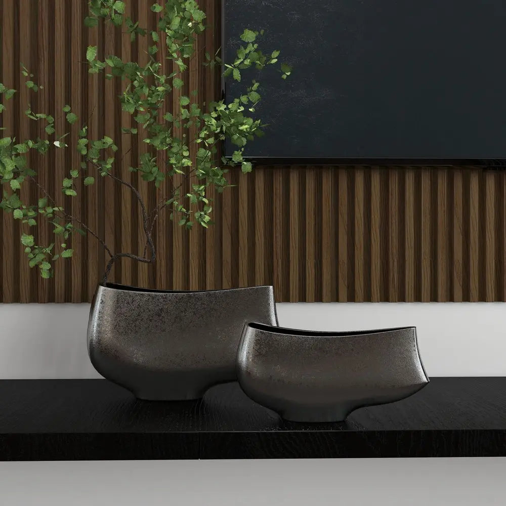 10" Nickel Aluminum Table Vase - NOBLE HOME INTERIORS