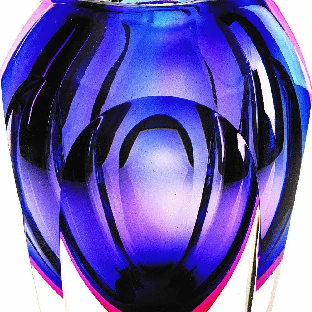 10" Purple Cylinder Crystal Glass Table Vase - NOBLE HOME INTERIORS