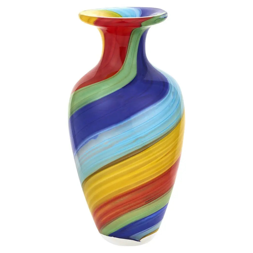 10" Rainbow Murano Glass Abstract Round Table Vase - NOBLE HOME INTERIORS