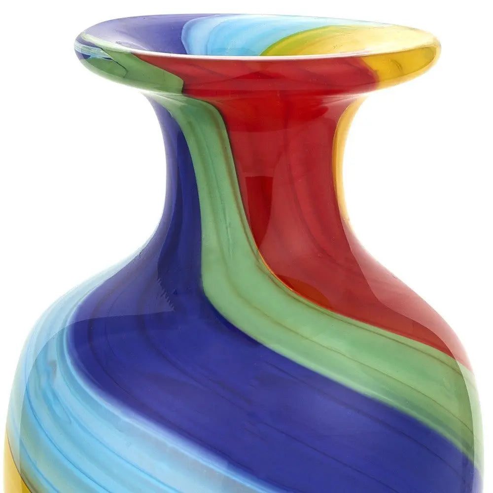 10" Rainbow Murano Glass Abstract Round Table Vase - NOBLE HOME INTERIORS