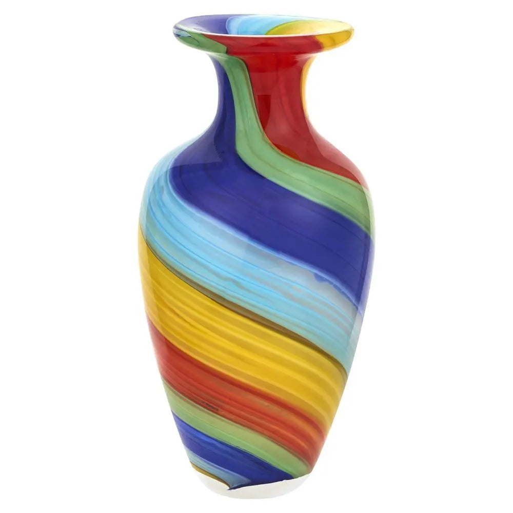 10" Rainbow Murano Glass Abstract Round Table Vase - NOBLE HOME INTERIORS