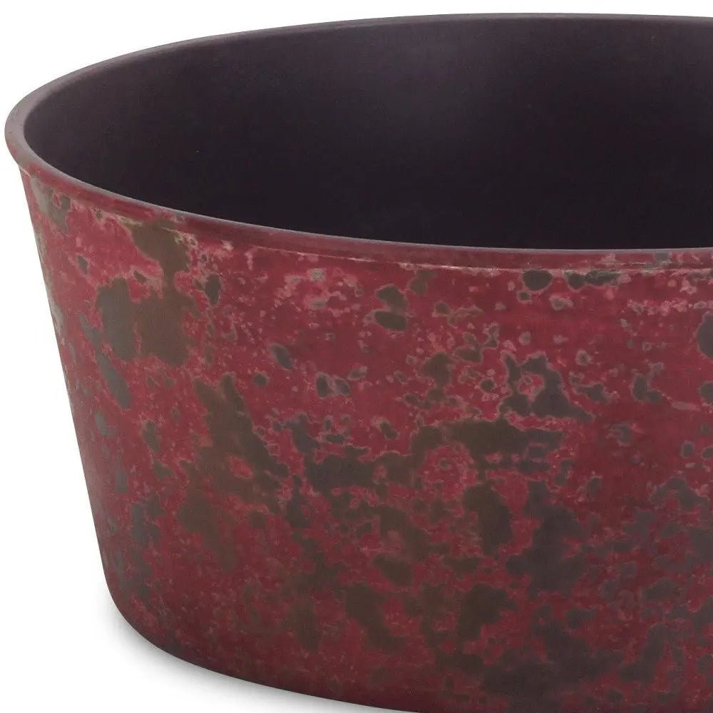 10" Red Recycled Plastic Indoor Outdoor Round Pot Planter - NOBLE HOME INTERIORS