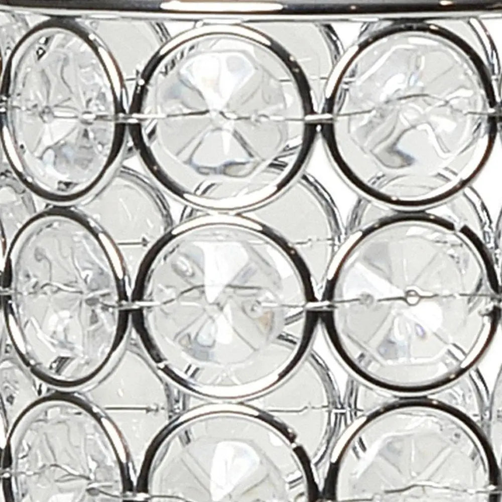 10" Silver And Clear Clear Crystal Cylinder Table Vase With Crystals - NOBLE HOME INTERIORS
