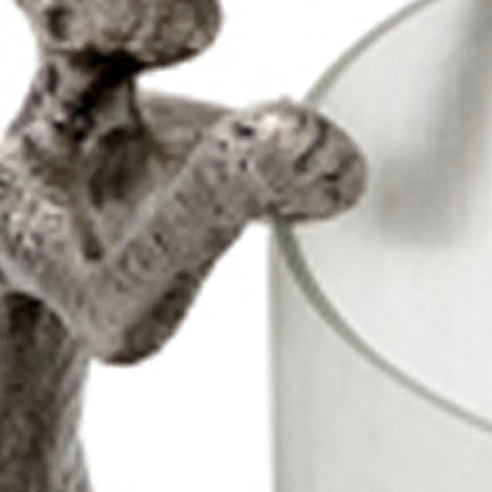 10" Silver And Glass Climbing Man Hurricane Candle Holder - NOBLE HOME INTERIORS