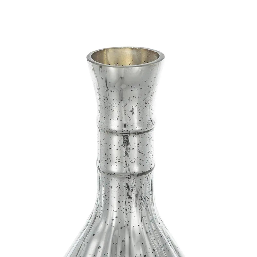 10" Silver Round Glass Table Vase - NOBLE HOME INTERIORS