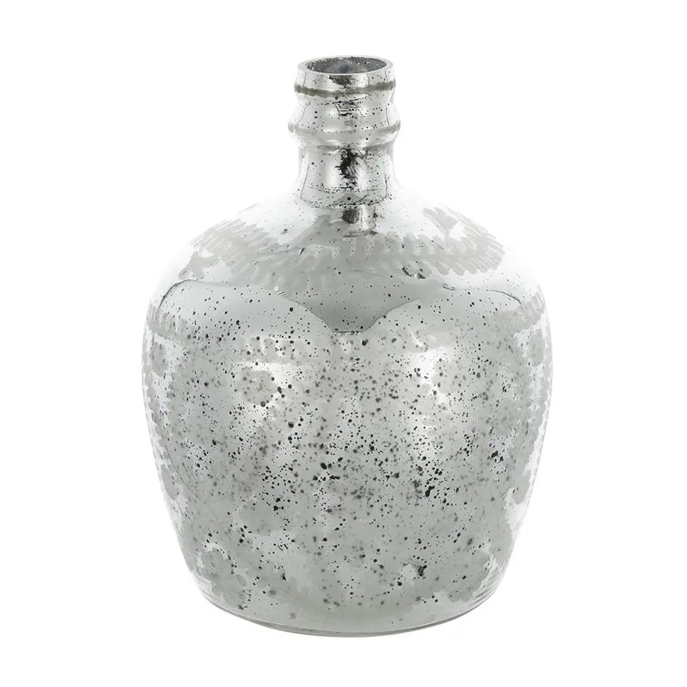 10" Silver Speckle Glass Table Vase - NOBLE HOME INTERIORS