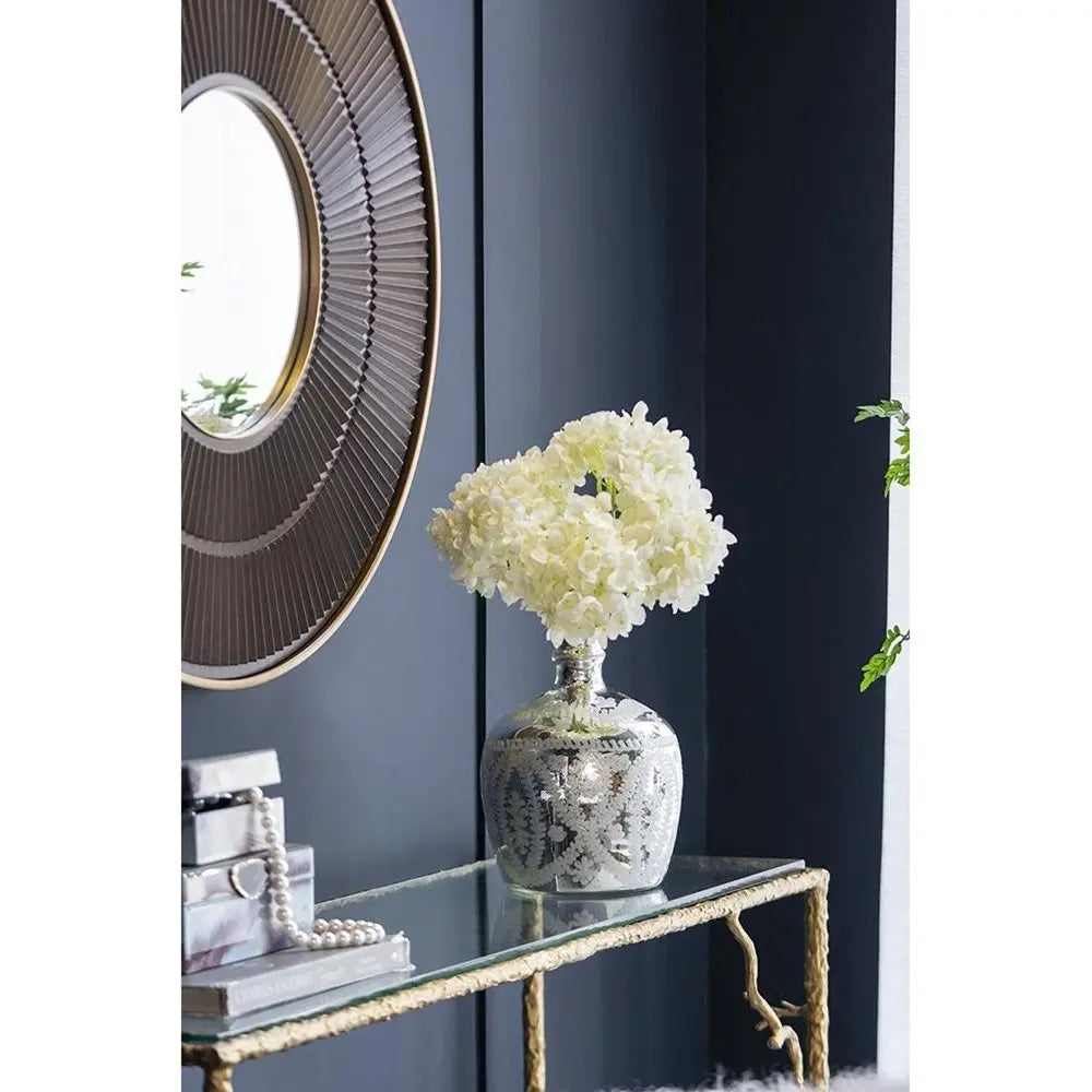 10" Silver Speckle Glass Table Vase - NOBLE HOME INTERIORS