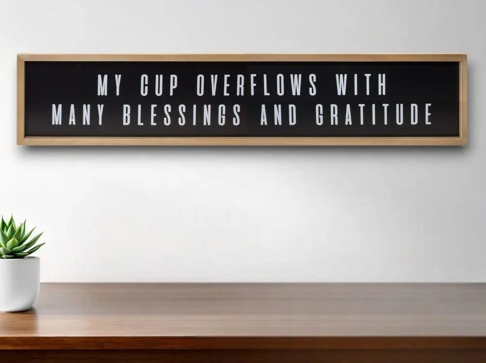 10" X 25" Natural Black And White Sentiment Plaque Wood Wall Decor - NOBLE HOME INTERIORS