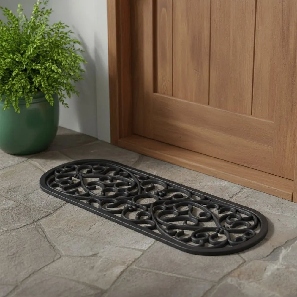 10" X 30" Black Rubber Outdoor Door Mat - NOBLE HOME INTERIORS