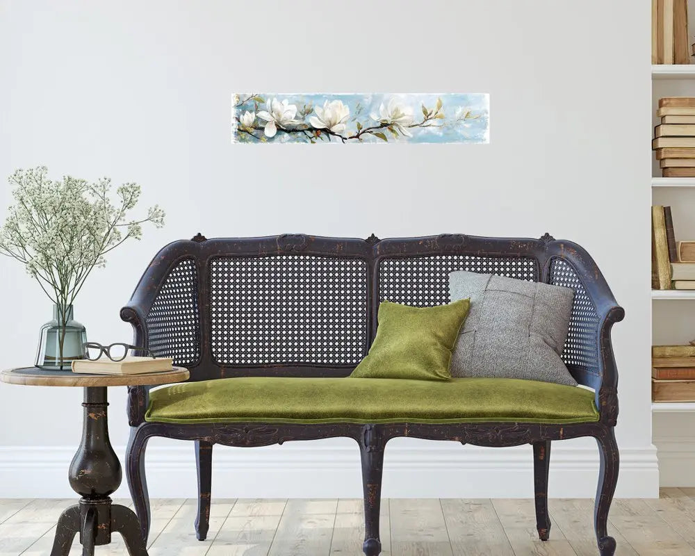 10" X 36" Magnolia Branch Floral Hanging Wall Decor - NOBLE HOME INTERIORS