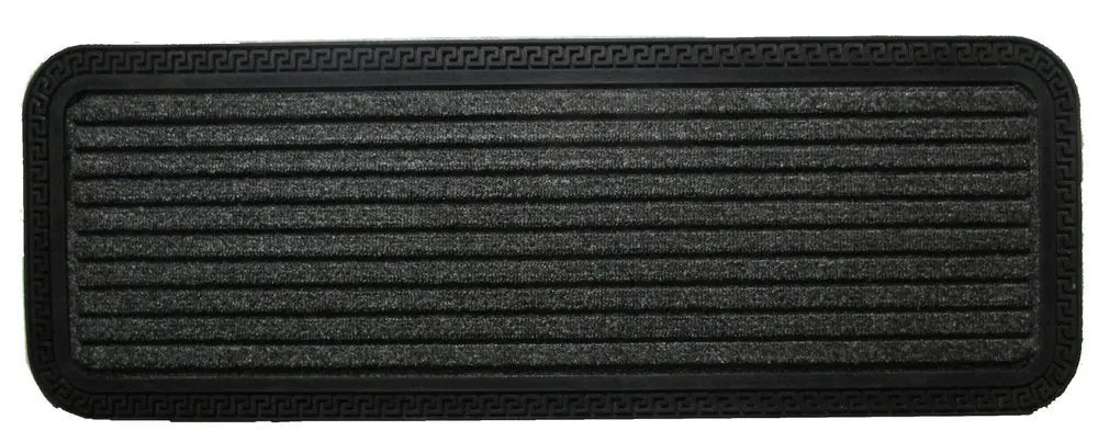 10" X 48" Gray Synthetic Fiber Striped Outdoor Door Mat - NOBLE HOME INTERIORS
