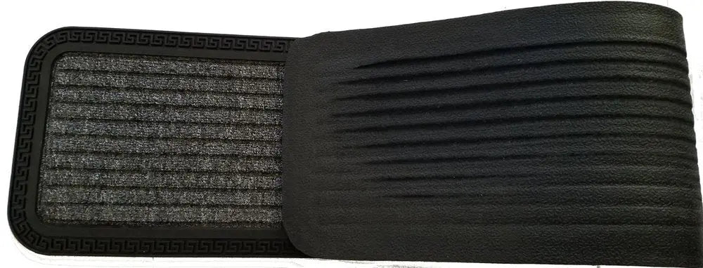 10" X 48" Gray Synthetic Fiber Striped Outdoor Door Mat - NOBLE HOME INTERIORS