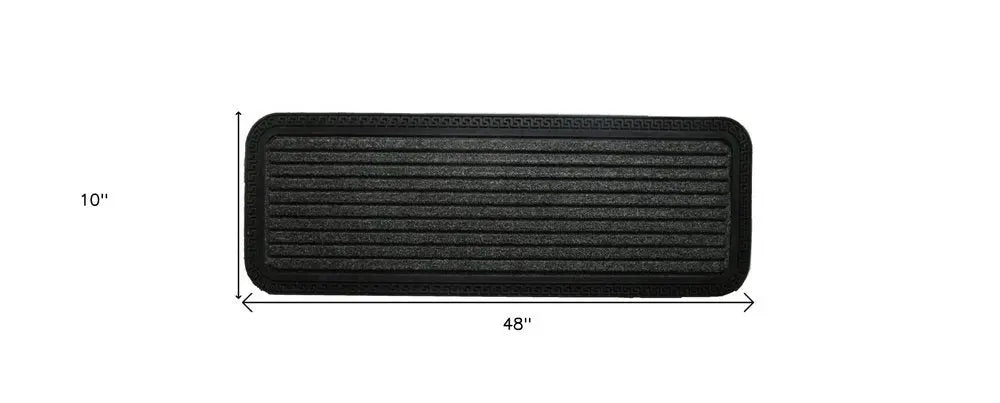 10" X 48" Gray Synthetic Fiber Striped Outdoor Door Mat - NOBLE HOME INTERIORS