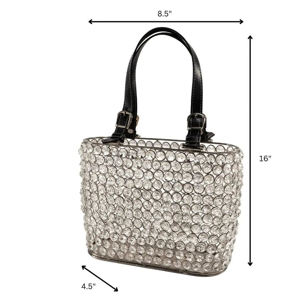 11" Black And Silver Crystals And Metal Magazine Holder - NOBLE HOME INTERIORS