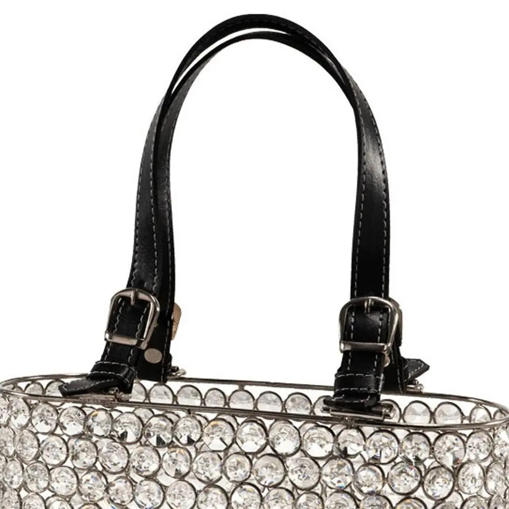 11" Black And Silver Crystals And Metal Magazine Holder - NOBLE HOME INTERIORS