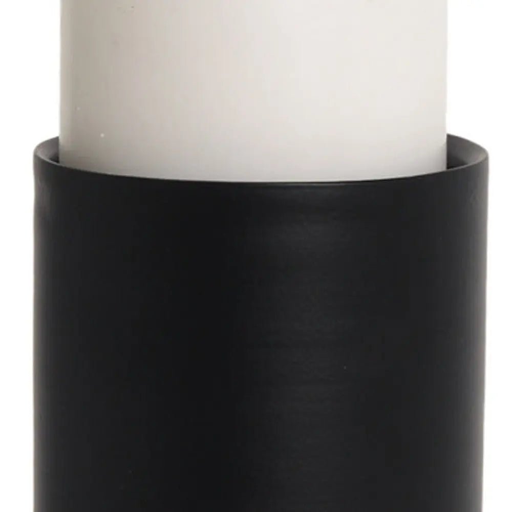 11" Black Metal Tabletop Pillar Candle Holder - NOBLE HOME INTERIORS