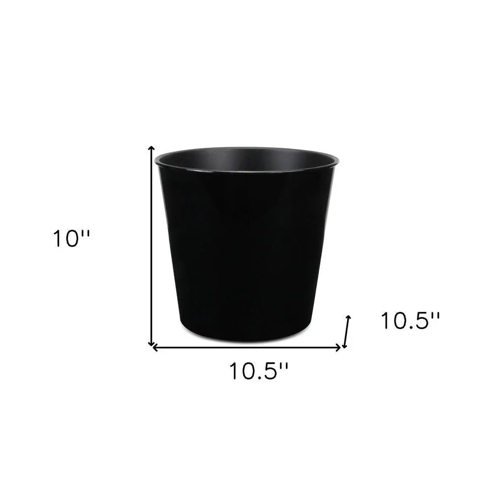 11" Black Recycled Plastic Indoor Outdoor Round Pot Planter - NOBLE HOME INTERIORS