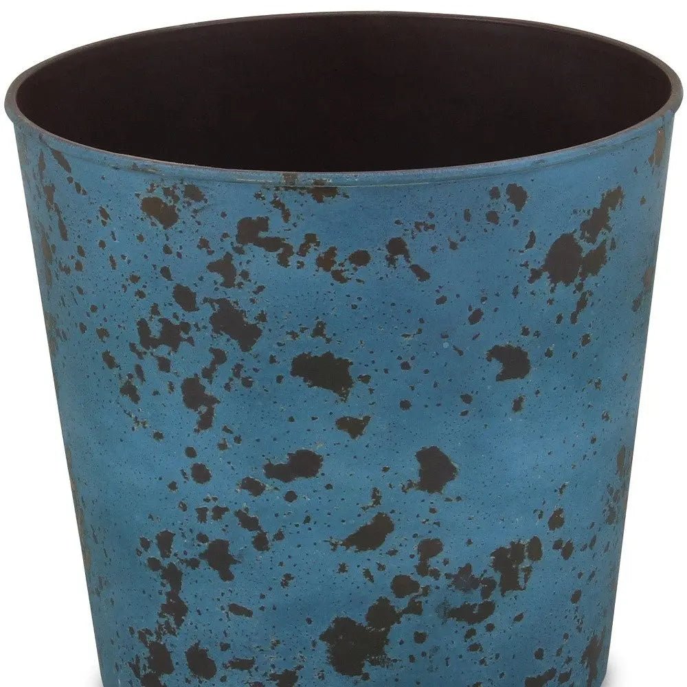 11" Blue Recycled Plastic Indoor Outdoor Round Pot Planter - NOBLE HOME INTERIORS
