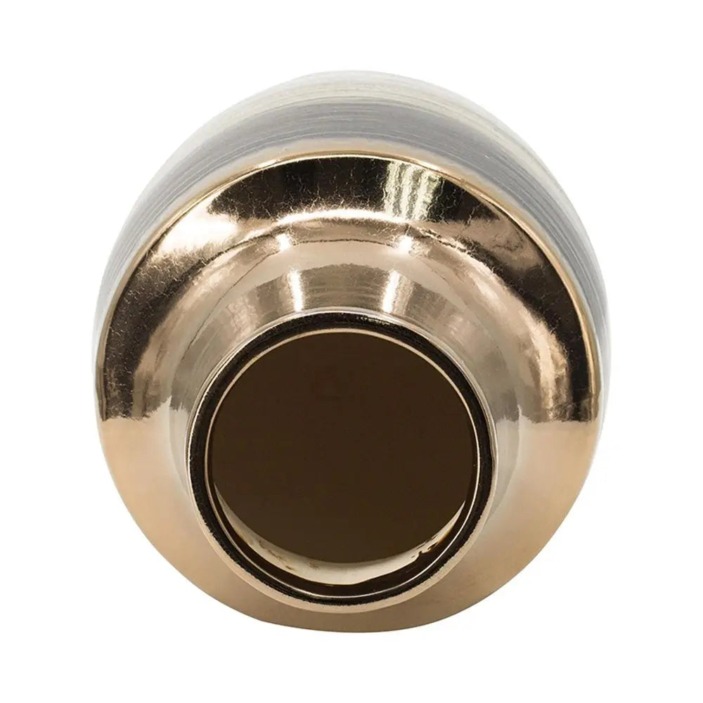 11" Brown and Bronze Striped Round Ceramic Table Vase With Does Not Apply - NOBLE HOME INTERIORS