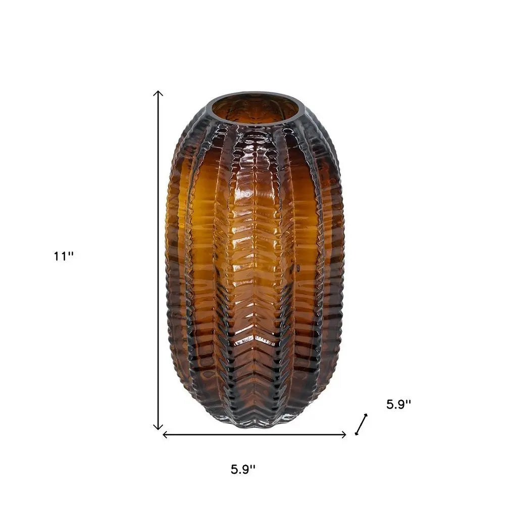 11" Burnt Umber Round Glass Table Vase - NOBLE HOME INTERIORS