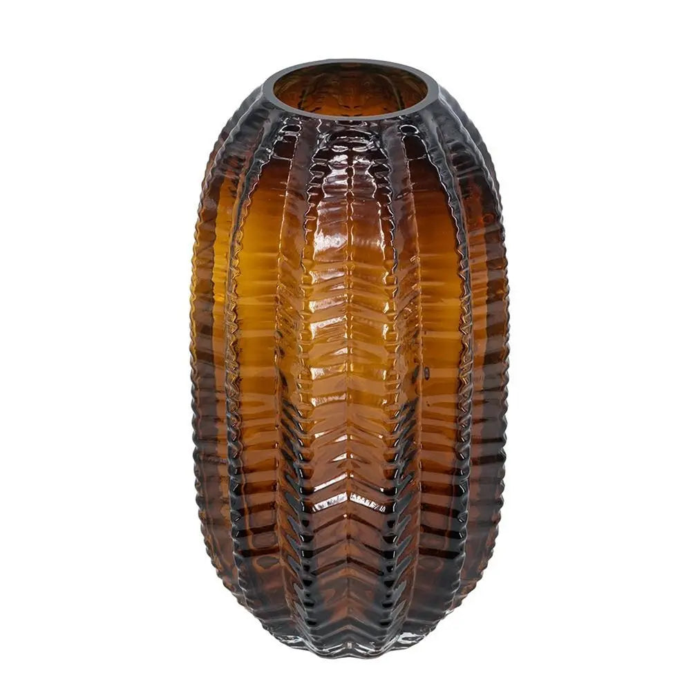 11" Burnt Umber Round Glass Table Vase - NOBLE HOME INTERIORS